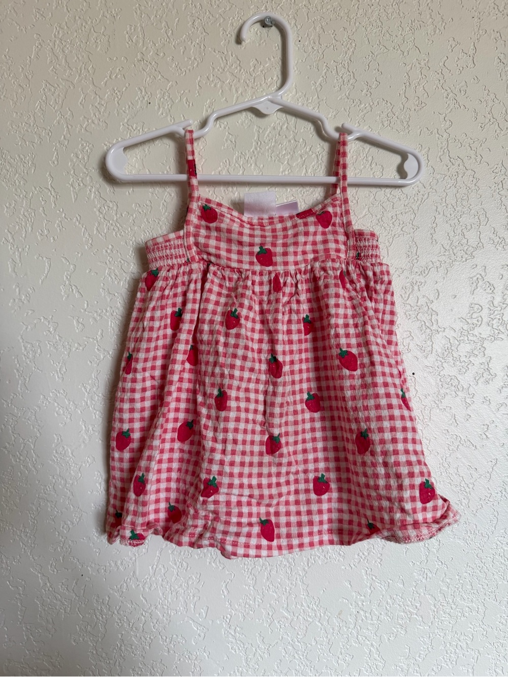 Zara Baby Girl Gingham Strawberry Dress 9-12 Months Cotton